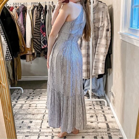 Anthropologie Marfa Snakeskin Grey Midi Dress 2 - Picture 4 of 13